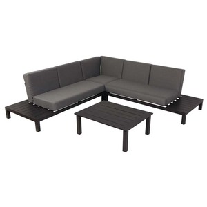 Leisure Courtyard Patio Furniture L Shape Garden Outdoor <b>Corner</b> Set With Plywood Slat Coffee Table - Product Image 2
