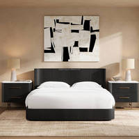Ensemble de lit en bois de style américain de luxe Sageliving avec tables de chevet pour chambre à coucher, design contemporain en bois de chêne