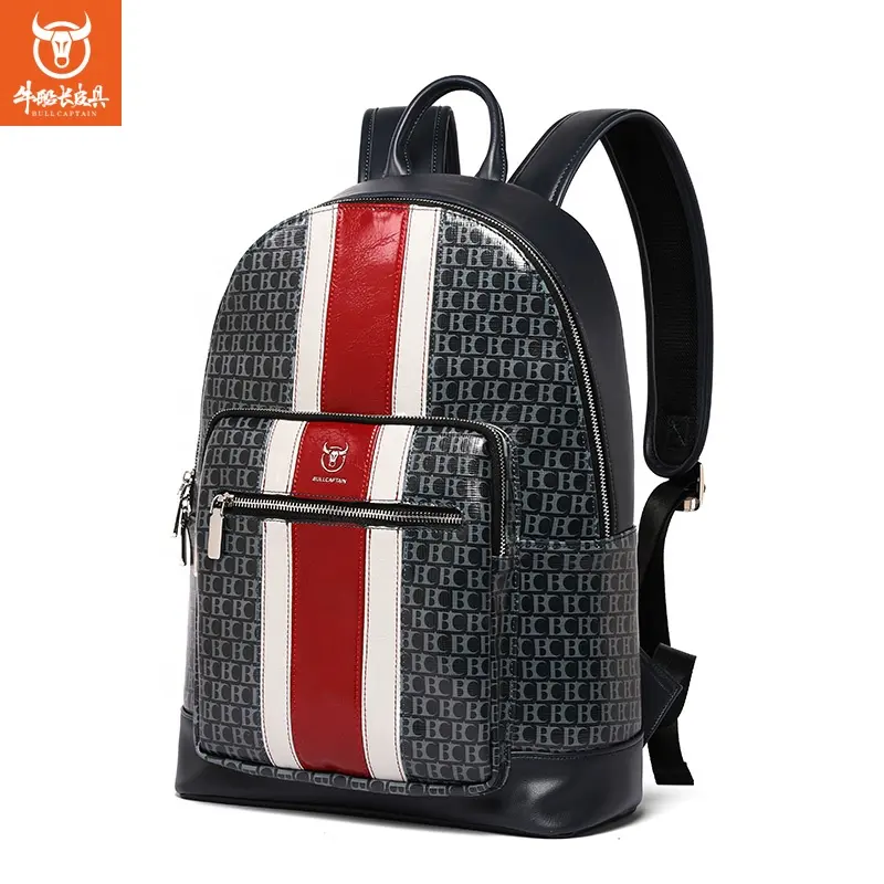 BULLCAPTAIN पु चमड़े Backpacks के व्यापार थोक कस्टम पुरुषों यात्रा निविड़ अंधकार लैपटॉप स्कूल backpacks के बैग