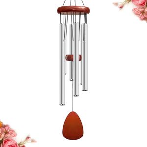 28-inch silver aluminum-wood music <b>wind</b> <b>chime</b> is outdoor waterproof and suitable for outdoor, garden and courtyard decoration - Product Image 2