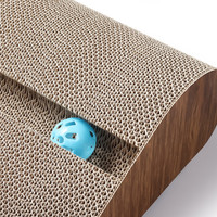 Griffoir interactif pour chat en carton ondulé avec jouet à bille roulante et panneau de griffage incurvé pour chat
