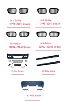 Kit de conversion extérieur style M3 E46 pour pare-chocs avant et arrière et jupes latérales, pièces automobiles pour BMW Série 3 E46 1998-2004