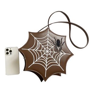 Fashion Novelty Irregular Shaped Women Small Crossbody Bag Gothic Style Spiderweb Embroidered Purse for Halloween - Product Image 4