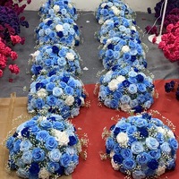 Bola Bunga Gypsophila Mawar Biru Langit Safir Simulasi Sutra - Gaya Romantis untuk Dekorasi Pernikahan & Tempat Acara