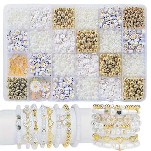 24 Raster Parel Witte Kralen Armband & Ketting Accessoires Set Handgemaakte Diy Acryl Losse Kralen Zacht Aardewerk Tablet Letters - Product Image 5