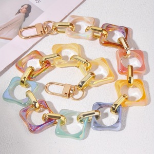 À la mode multicolore irisé acrylique chaîne ton or liens Durable polyvalent accessoire ceinture sac sac à main décoration élégant - Product Image 3