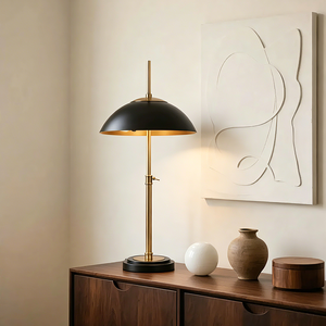 Lampe de table LED moderne en cuivre, éclairage de lecture, minimaliste, dorée, avec abat-jour en forme de dôme en forme de champignon, pour chambre à coucher, salon - Product Image 3