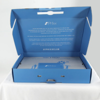 Boîte ondulée E-flûte de logo de luxe Emballage pour ordinateur portable Boîte ondulée d'enveloppe bleue avec poignée