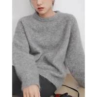 Pull-over en tricot lavable et doux à col ras du cou 100% 2 plis en cachemire 100% laine pour femmes Damen