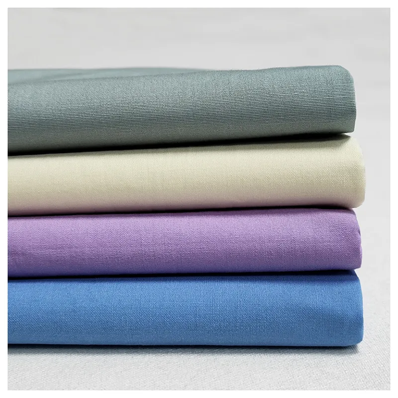 Lilac 140gsm 40 Counts Washed 100% Cotton Plain Poplin Fabric 100 Cotton Combed 40S Fabric for Baby Dress Shirt
