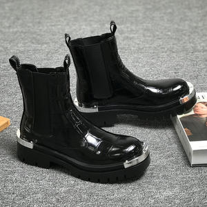 טרנד 53106 בסגנון מתכתי אופנתי גברים גברים מגפונים קרסול בגודל גדול עגולים מגפיים מעור גברים - Product Image 3