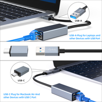 Adaptateur Ethernet USB 3.0 1000Mbps en alliage d'aluminium avec lampe Adaptateur réseau LAN RJ45 Produit filaire gratuit en stock