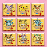 Boîte cadeau imprimée en couleur avec coins carrés, dessous de verre absorbant résistant à la chaleur, dessous de verre Pikachu Anime Cartoon