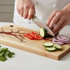 เขียงไม้ขนาดใหญ่พิเศษขายดีที่สุด พร้อมหูจับและร่องสำหรับน้ำผลไม้ เหมาะสำหรับหั่นเนื้อและเตรียมอาหาร มีจำหน่ายแล้ว - Product Image 5