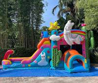 Maisons gonflables de rebond de lama 3D bon marché pour des enfants avec piscine et fosse à balles