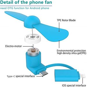 <span class=keywords><strong>Mini</strong></span> ventilateur de téléphone portable 2-en-1 compatible avec la tablette iPhone Android Smartphone-Coloré et Puissant-<span class=keywords><strong>Accessoires</strong></span> de téléphone portable - Product Image 4