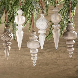 Ornements de Noël neutres texturés, décorations suspendues pour sapin de Noël, finitions décoratives incassables pour Noël, style rustique et campagnard - Product Image 4