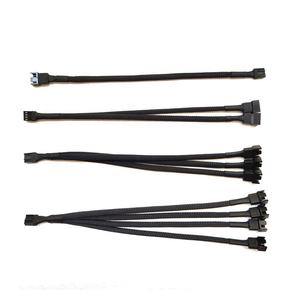电脑PC PWM 1至1 <span class=keywords><strong>2</strong></span> 3 4 5路风扇扩展电源电缆4针黑色尼龙套管扩展器风扇分离器 - Product Image 1