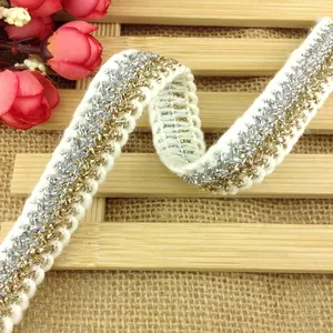1.8cm metallic gold and silver yarn braided trimming wool tape trimming winter clothing accessories for women coat