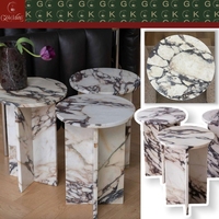 Table d'appoint en marbre Calacatta Viola naturel moderne GOLDKING pour salon, meubles en pierre de luxe sur mesure avec OEM/ODM