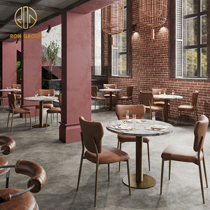 Muebles Modernos Comerciales de Piedra Sinterizada Redonda para Cafetería y <span class=keywords><strong>Restaurante</strong></span> de Comida Rápida, Juego de Mesa y Sillas con Asientos Tipo Sofá - Product Image 4
