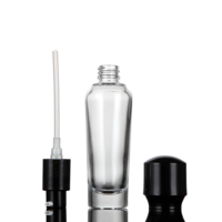 Flacon en verre cosmétique transparent de haute qualité de 15 ml, 30 ml, 50 ml avec bouchon pompe à lotion noir brillant, emballage cosmétique