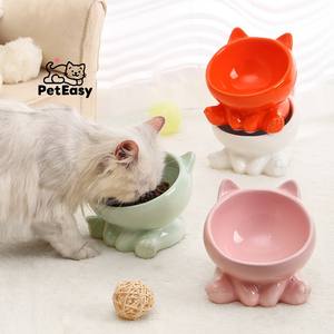 Nuova vendita calda modello solido colore puro elegante accessori in ceramica per animali domestici alimentatori obliqua Cat Dog ciotola di lusso - Product Image 2