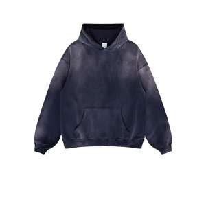 Sudadera con Capucha Degradada Gris, Estilo Desgastado, Unisex, Estilo Urbano, Holgada, Suave y Cálida, Sudadera Informal de Invierno - Product Image 2