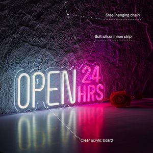 Enseigne ouverte 24h/24, lumière néon LED, lumière ambiante suspendue pour intérieur, décoration murale de magasin, lumière indicatrice d'entrée, enseigne lumineuse - Product Image 2