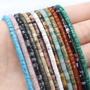 도매 2X3mm 원통형 페르시 청금석 장미 석영 청록색 소달라이트 흑요석 apacer 구슬 DIY 보석 액세서리 - Product Image 1