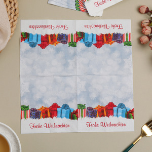 Printed Paper Napkins 250mm Square Christmas Decorative Gift Theme Three Layer Disposable Towels - Product Image 2