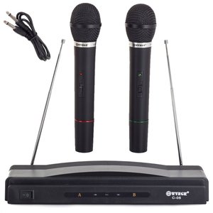 ชุดไมโครโฟนไร้สาย VHF FM 109-120 เมกะเฮิรตซ์ ช่องสัญญาณคู่ พร้อมตัวรับสัญญาณและสายเคเบิล สำหรับคาราโอเกะและการใช้งานบนเวที - Product Image 4