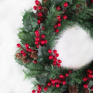 Vente Flash : Couronne Artificielle Moderne Faite Main en PVC, Baies Rouges, 50/60cm, Taille/Forme Personnalisable, Pour <span class=keywords><strong>Porte</strong></span> d'Entrée, Utilisation Intérieure/Extérieure, Direct Usine - Product Image 2