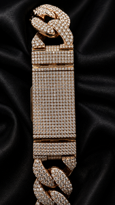 Cadena de Plata con Moissanita Helada, Collar de Eslabones Estilo Hip Hop, Joyería de Lujo a la Moda, Haalo Jewels HJ010, Chapado en Oro - Product Image 6