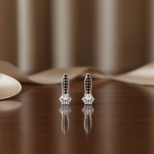 ต่างหูผู้หญิงทรงกลมประดับเพชรซิคอนสีดำ ดีไซน์คลาสสิกสำหรับงานปาร์ตี้ ตัวเรือนโลหะผสม ตกแต่งด้วยกรงเล็บ ต่างหูแฟชั่น - Product Image 2