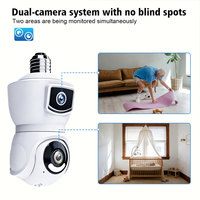 Mini caméra IP CCTV à double objectif E27, vision nocturne, sécurité avec capteur CMOS panoramique/inclinable, stockage cloud, prise en charge de la carte SIM 4G