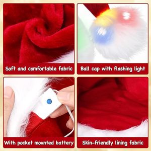 Chapeau de Père Noël 2026 Lumineux avec Petites Lumières Colorées Personnalisé Adulte Unisexe en Velours Confortable et Épais pour Fêtes du Nouvel An et Noël - Product Image 2