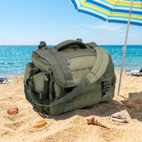 Sac de pêche à la carpe imperméable en polyester à trois couches, grande capacité, avec bandoulière pour canne à pêche et rangement d'équipement de plein air