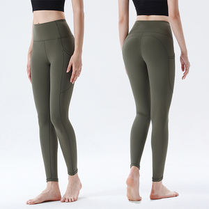 Pantalon de yoga pour femmes de couleur unie personnalisé coupe ajustée respirant pantalon de yoga fitness à la mode - Product Image 4