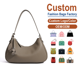 Genuine Leather Crescent Hobo Shoulder Bag, Tassel Charm, OEM/ODM Custom Factory, Korean-Style <b>Purse</b> - Product Image 1