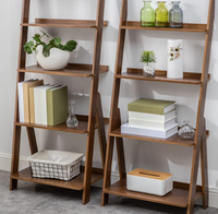 Estantería de Bambú Moderna Personalizada, Librería de 5 Niveles, Organizador de Almacenamiento Ecológico Montado en la Pared para Sala de Estar