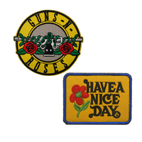 Patchs de fleurs de broderie GUNS ROSES personnalisés de couleur jaune pour sacs et chapeaux Applique