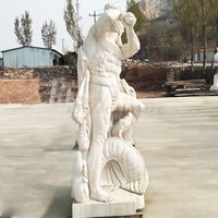 Statue de dieu grec occidental en pierre, sculpture de Poséidon en marbre grandeur nature pour la décoration