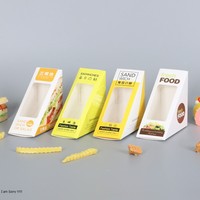 Boîtes à collation triangulaires écologiques pour la restauration à emporter, emballage pour le déjeuner, papier avec fenêtre, boîte à sandwich pour le toast
