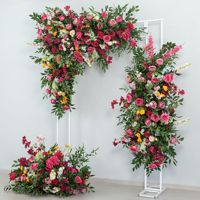Nueva Flor Artificial de Seda Teñida a Mano para Decoración Floral de Bodas Modernas, Color Rosa Intenso, Planta Verde