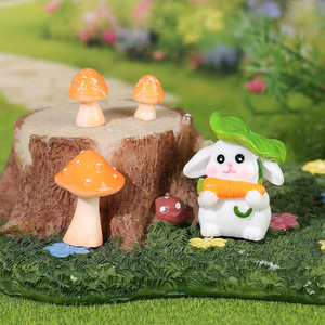 Ornement miniature en forme de lapin et de champignon en résine, décoration de jardin, accessoire de table, intérieur/extérieur - Product Image 1