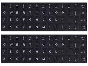 2 pegatinas de plástico para teclado, a prueba de polvo, con letras de repuesto universales, letras blancas, fondo negro, para ordenador - Product Image 2