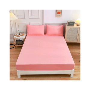 Ensemble de literie 3 pièces en microfibre de couleur unie, <span class=keywords><strong>drap</strong></span>-<span class=keywords><strong>housse</strong></span> à poche profonde pour lit simple, <span class=keywords><strong>drap</strong></span>-<span class=keywords><strong>housse</strong></span> élastique, taie d'oreiller, 200 fils/cm², plié - Product Image 1