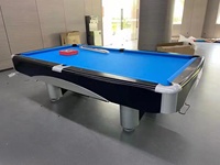 Mesa de Billar Multijuegos 4 en 1 Moderna de 8 pies/9 pies, Mesa de Hockey de Aire, Mesa de Tenis de Mesa, Mesa de Comedor, con Patas de Madera y Cojín de Pizarra Sólida