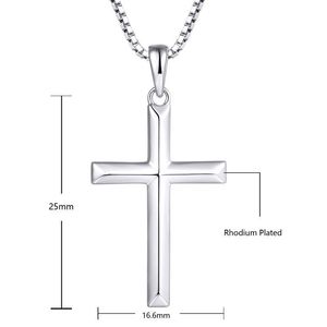 YH JEWELLERY Collana con Ciondolo a Croce Semplice in Argento <span class=keywords><strong>Sterling</strong></span> 925 Massiccio per Donna, Gioielli Raffinati - Product Image 4